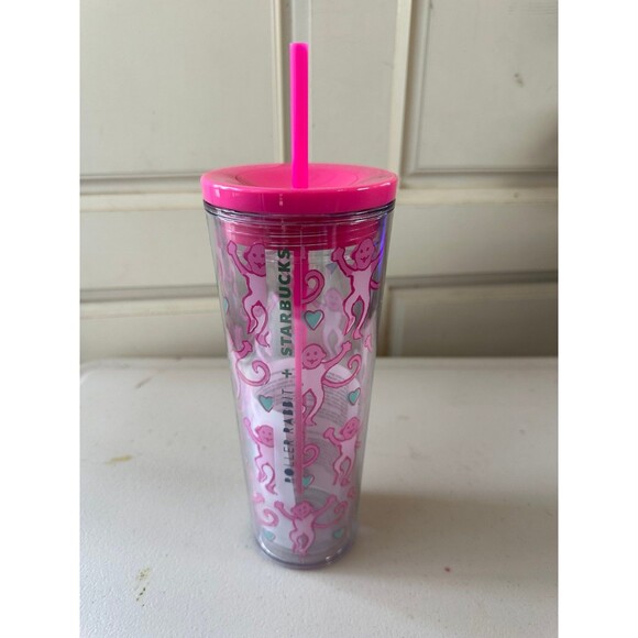 NWT Starbucks X Roller Rabbit Collab Lovely Monkey Plastic Cold Cup Tumbler 24oz - Picture 3 of 5